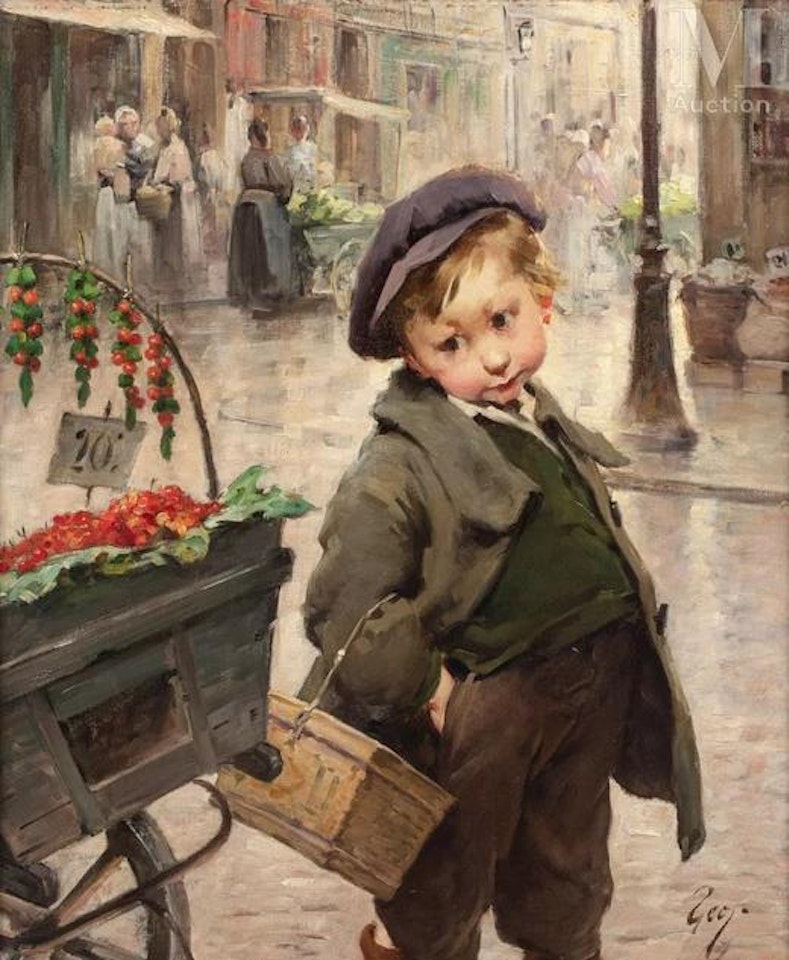 The temptation of cherries by Henry Jules Jean Geoffroy