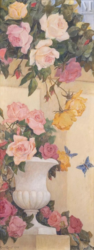 Roses in a villa in Sidi Bou Said by Alexandre Roubtzoff