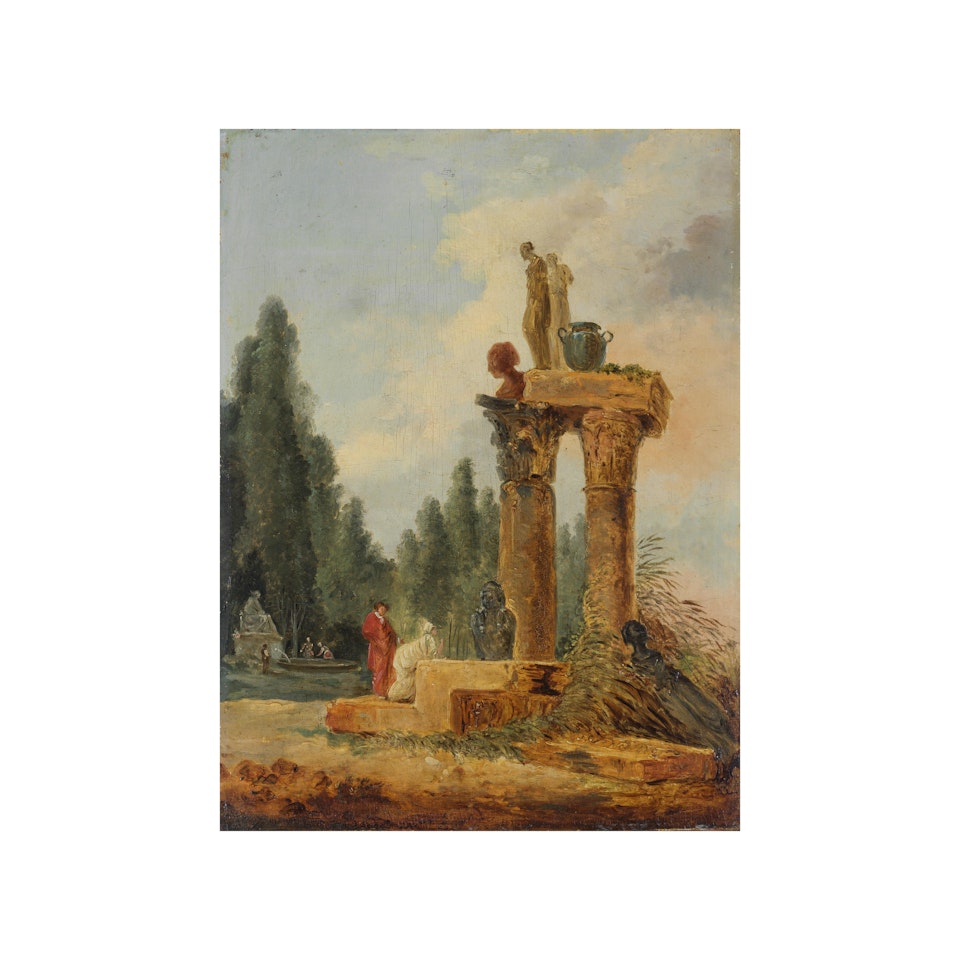 Promeneurs devant des ruines antiques by Hubert Robert
