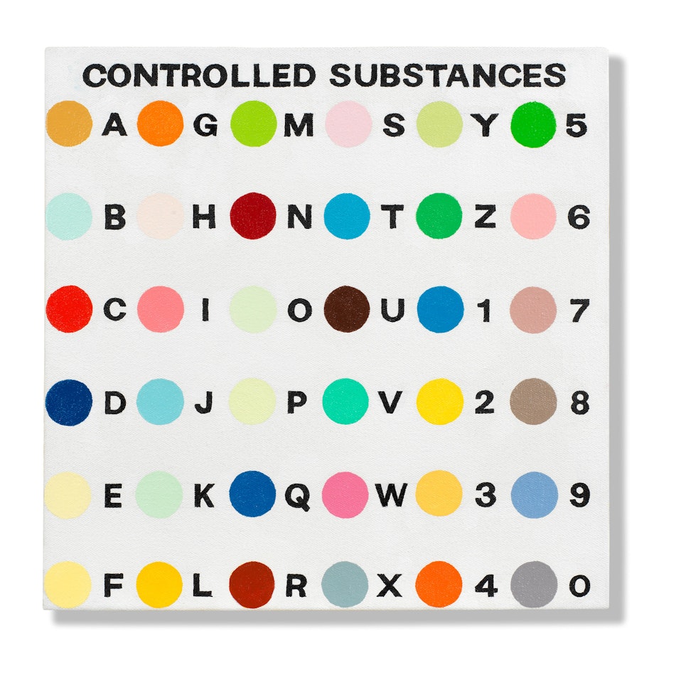 Controlled Substance Key Painting (1 inch spot) by Damien Hirst
