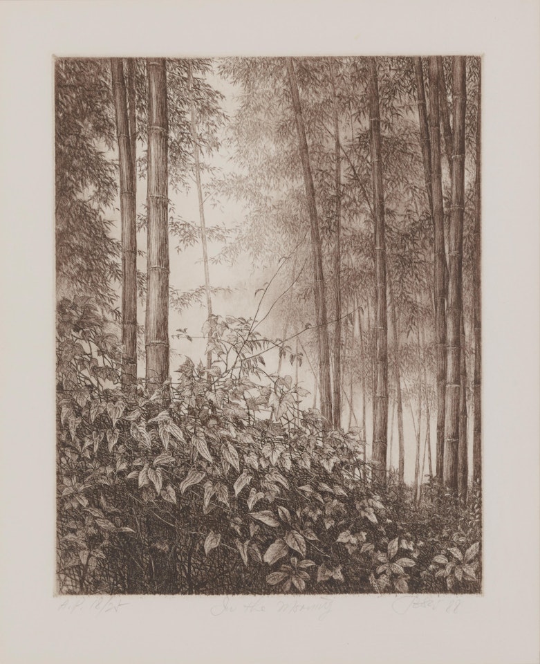 A Group of Eleven Prints and One Drawing; a pencil drawing of a bird in a tree in a denuded forest; Doors II; In the Morning; Morning Glory; Doors I; Windows I and Windows II; sight of largest by Various Artists