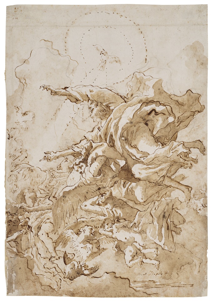 God the Father surrounded by angels and putti in clouds by Giovanni Domenico Tiepolo