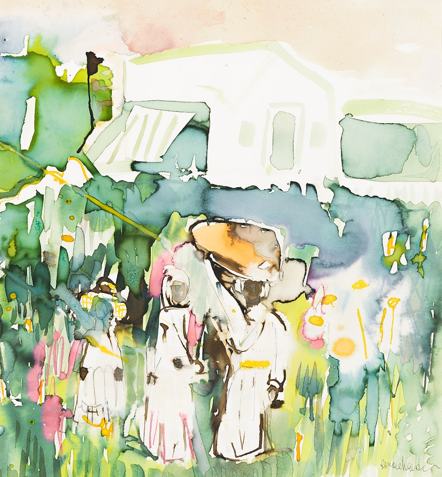 Untitled (Walking in the Garden). by Romare Bearden