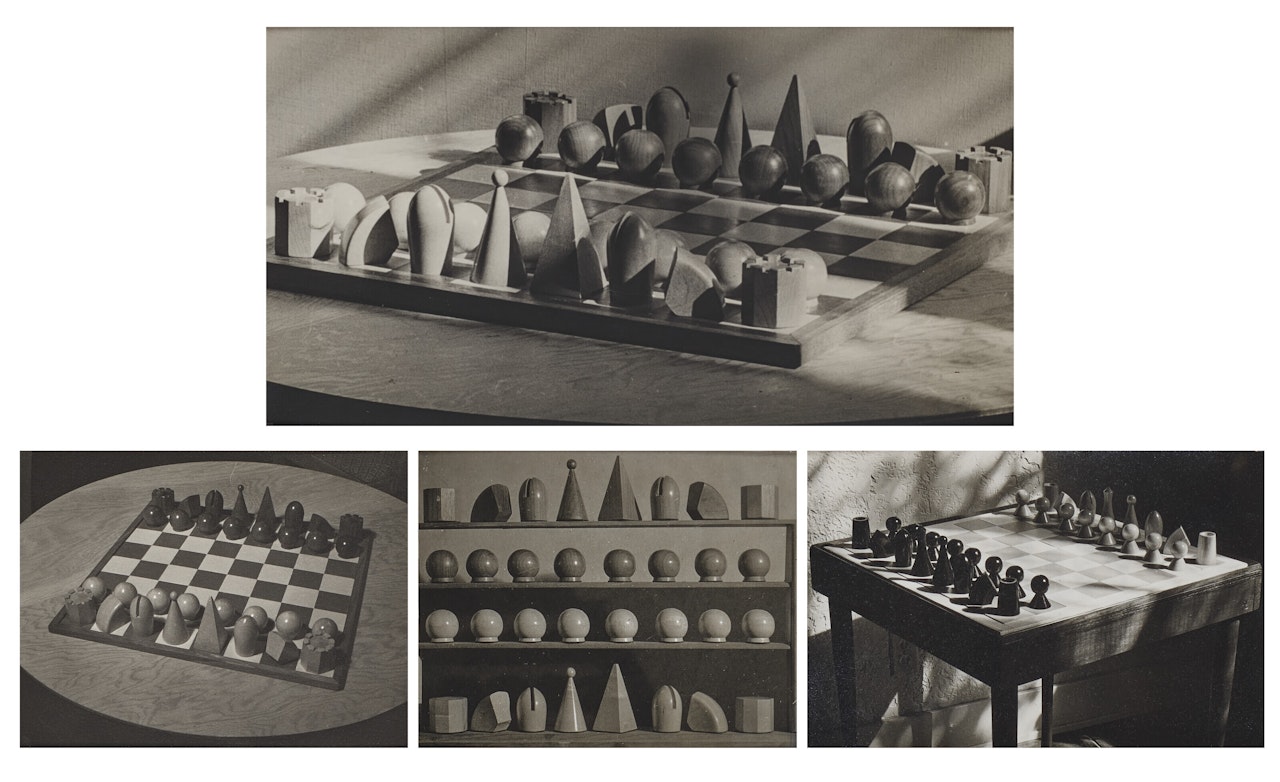 Chess Pieces. Four Studies by Man Ray