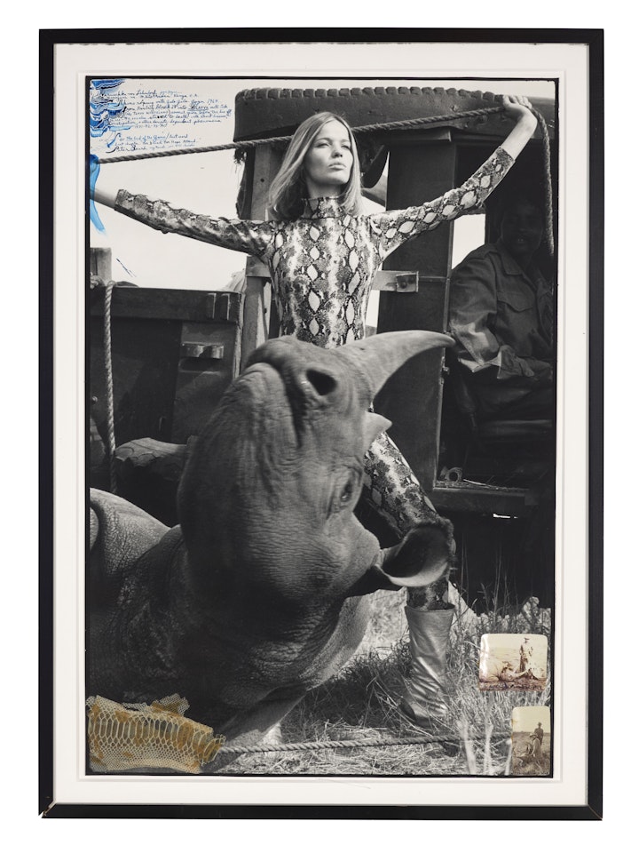 Veruschka von Lehndorf for Vogue, Rhino Roping with Galo Galo by Peter Beard