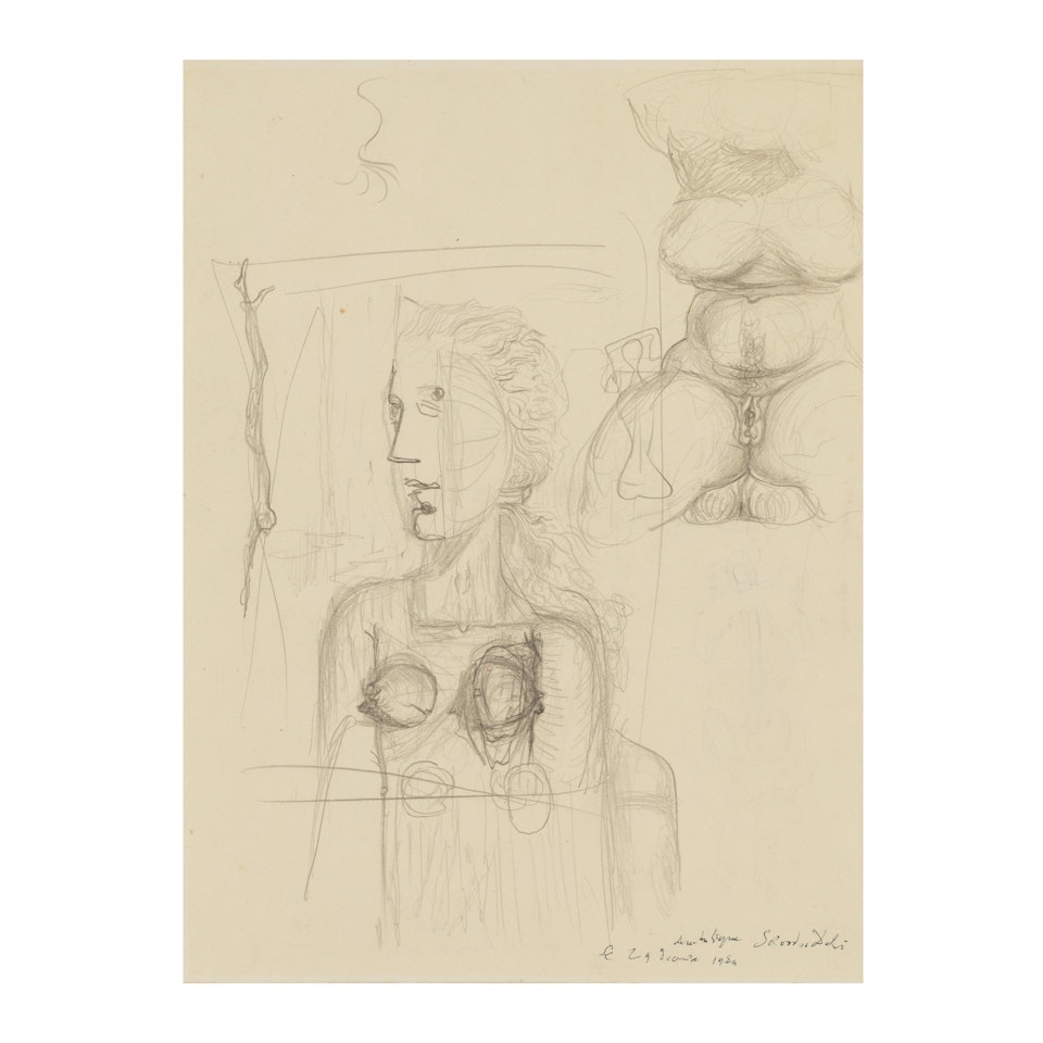 Études pour le tableau Visage Paranoïaque by Salvador Dali