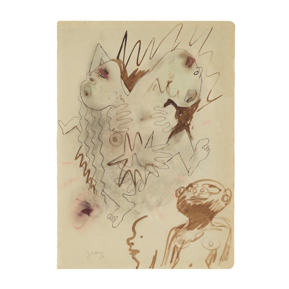 Personnages multiples (recto-verso) by Jean Cocteau