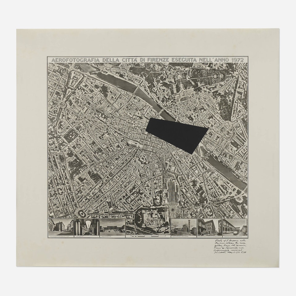Photo of Florence with the area between the Area gallery, Piazza del Carmine, Piazza di Ognissanti and Orsanmichele removed (R588) by Sol LeWitt