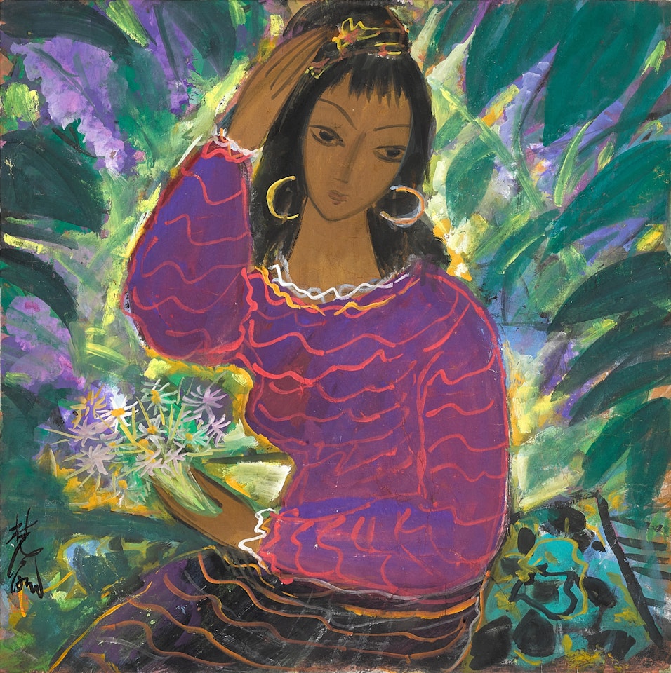 Lady in purple by Lin Fengmian