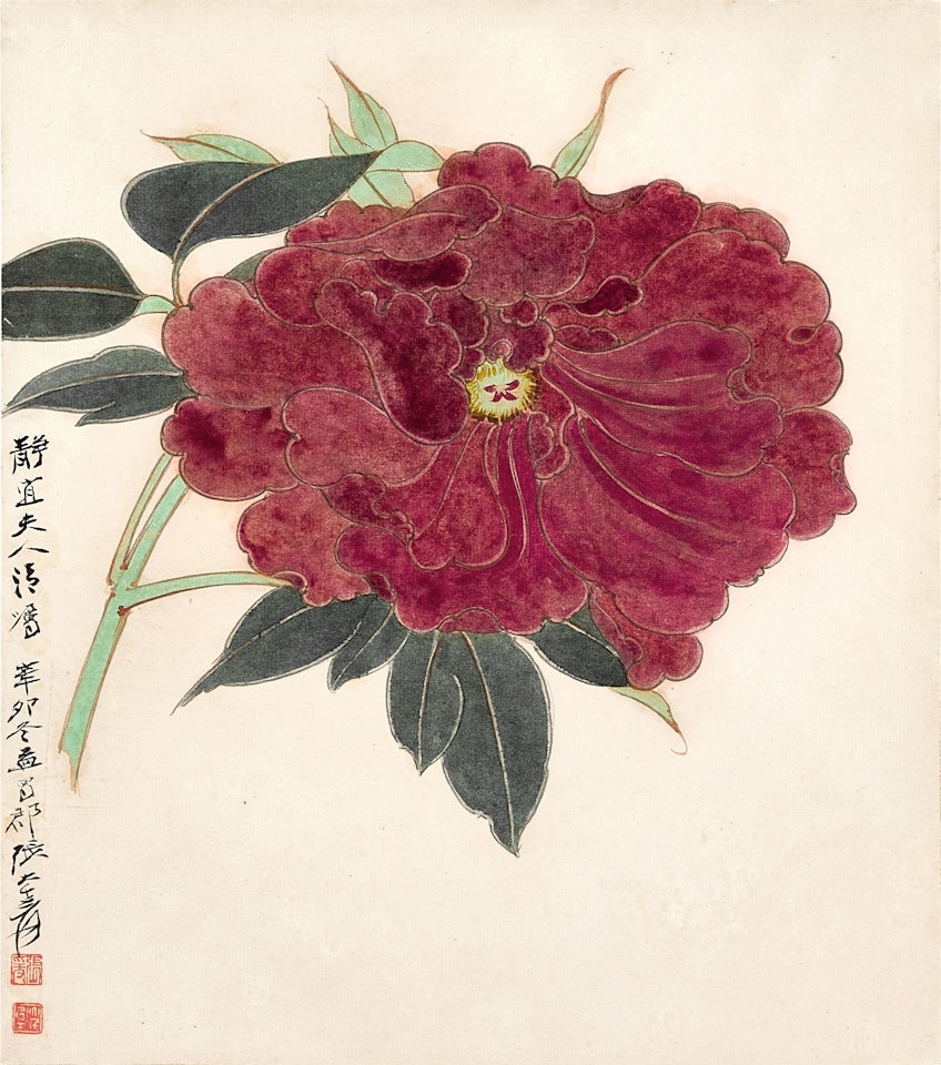 Crimson peony by Zhang Daqian