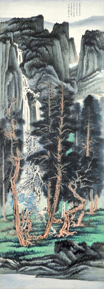 Hermit in verdant forest by Zhang Daqian