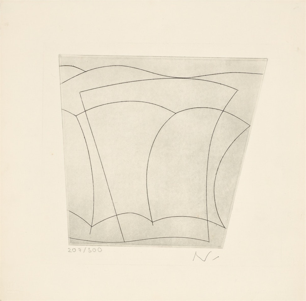 ”Forms in Landscape (columns and jugs)” by Ben Nicholson, O.M.