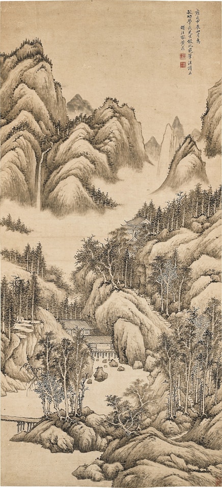 Landscape after Dong Yuan by Huang Ding