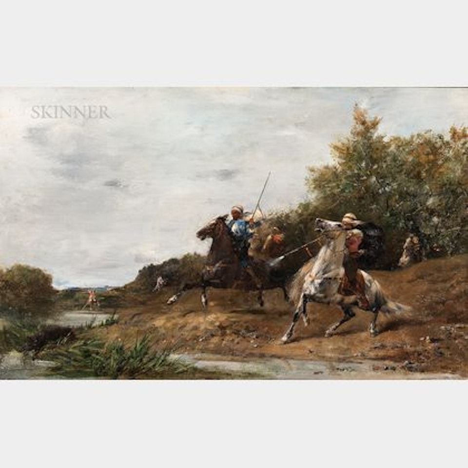 Arab Horsemen Hunting Boar by Eugene Fromentin
