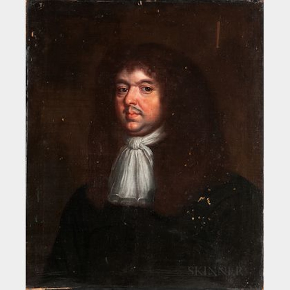 Bust-length Portrait of a Man in a Brown Wig and Knotted White Neck Scarf by Dutch School