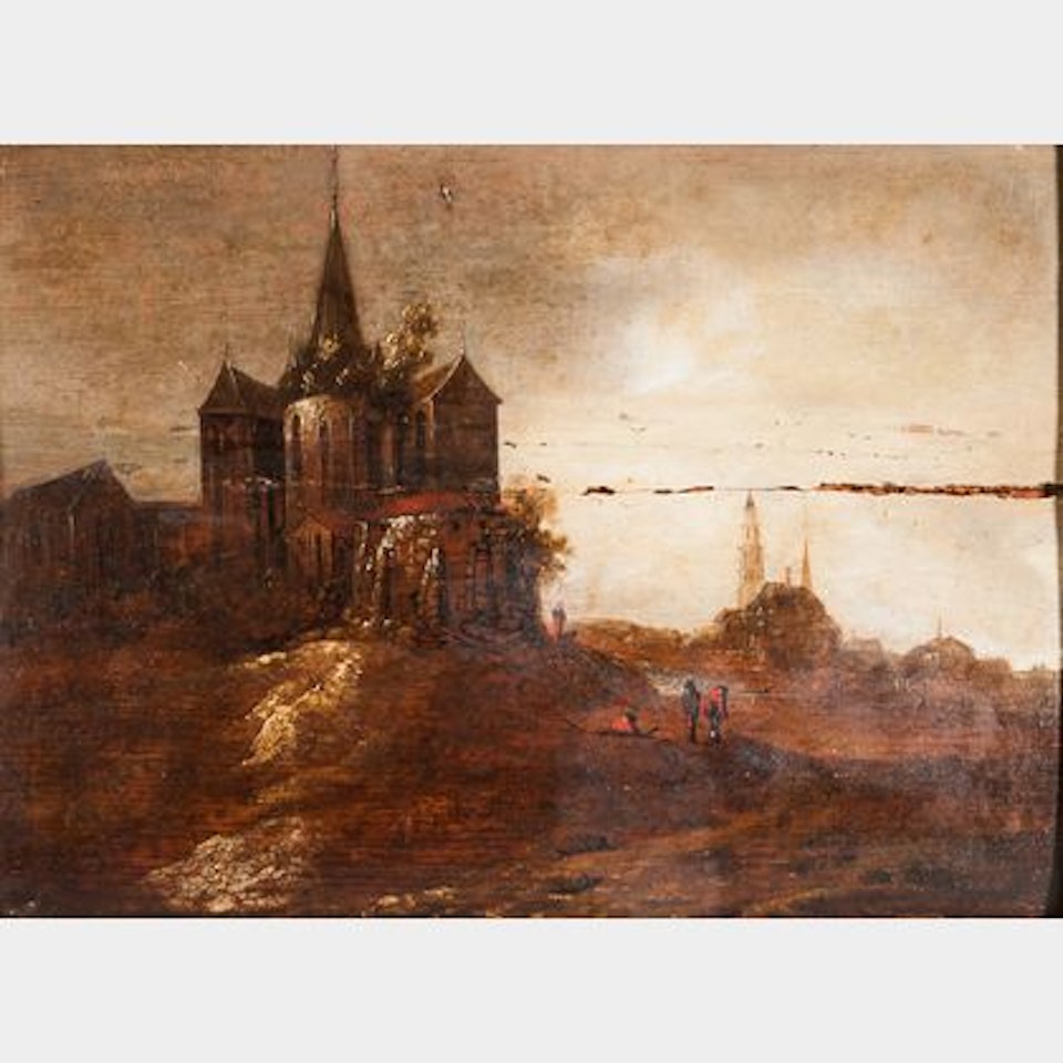 Landscape with Church and Distant Spires by Dutch School