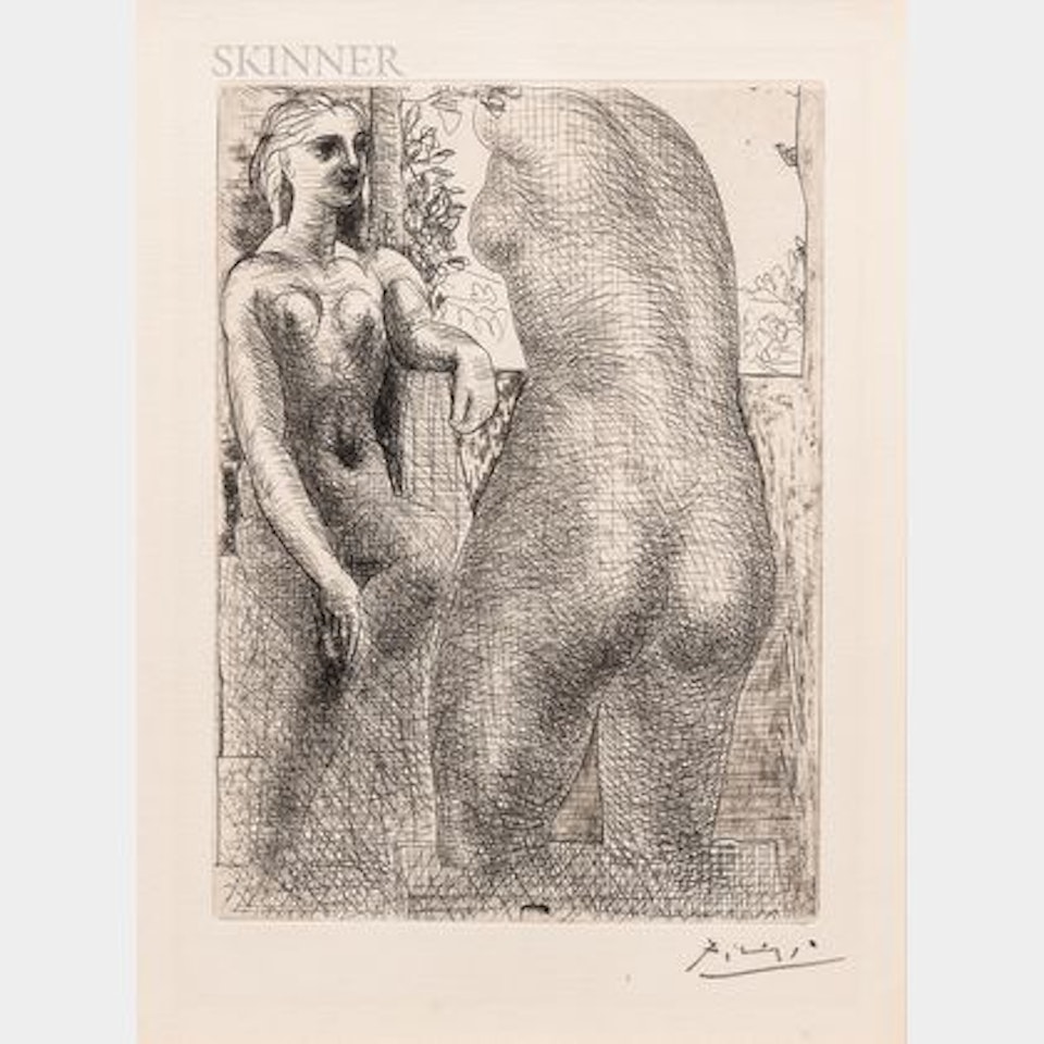 Modèle et grande sculpture de dos; plate 87 from La Suite Vollard by Pablo Picasso