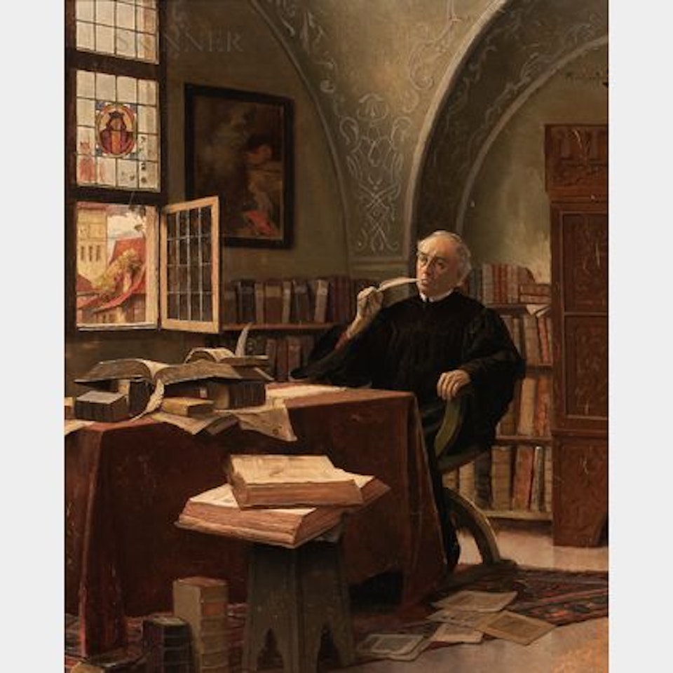 A Scholar at Work by Alois Heinrich Priechenfried