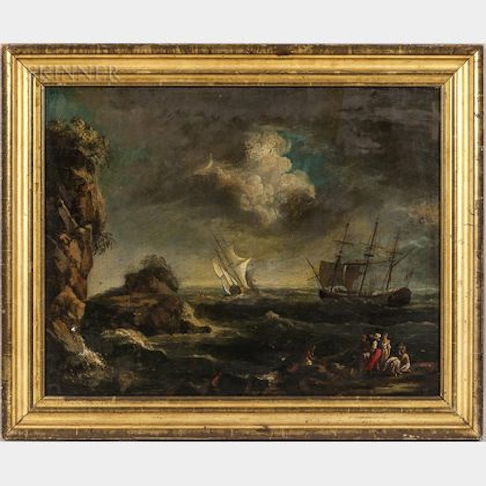 Ships Near Shore by Continental School