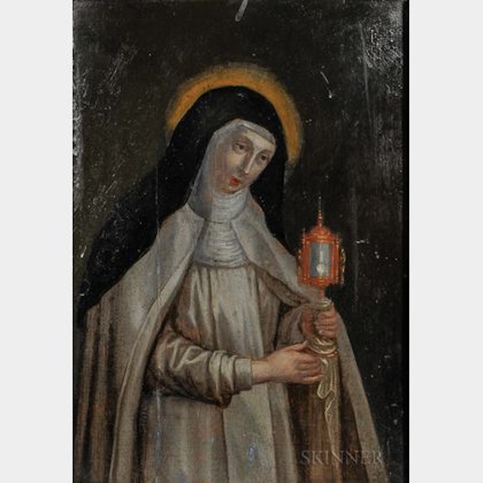 St. Clare of Assisi Holding a Monstrance with the Consecrated Host by Continental School