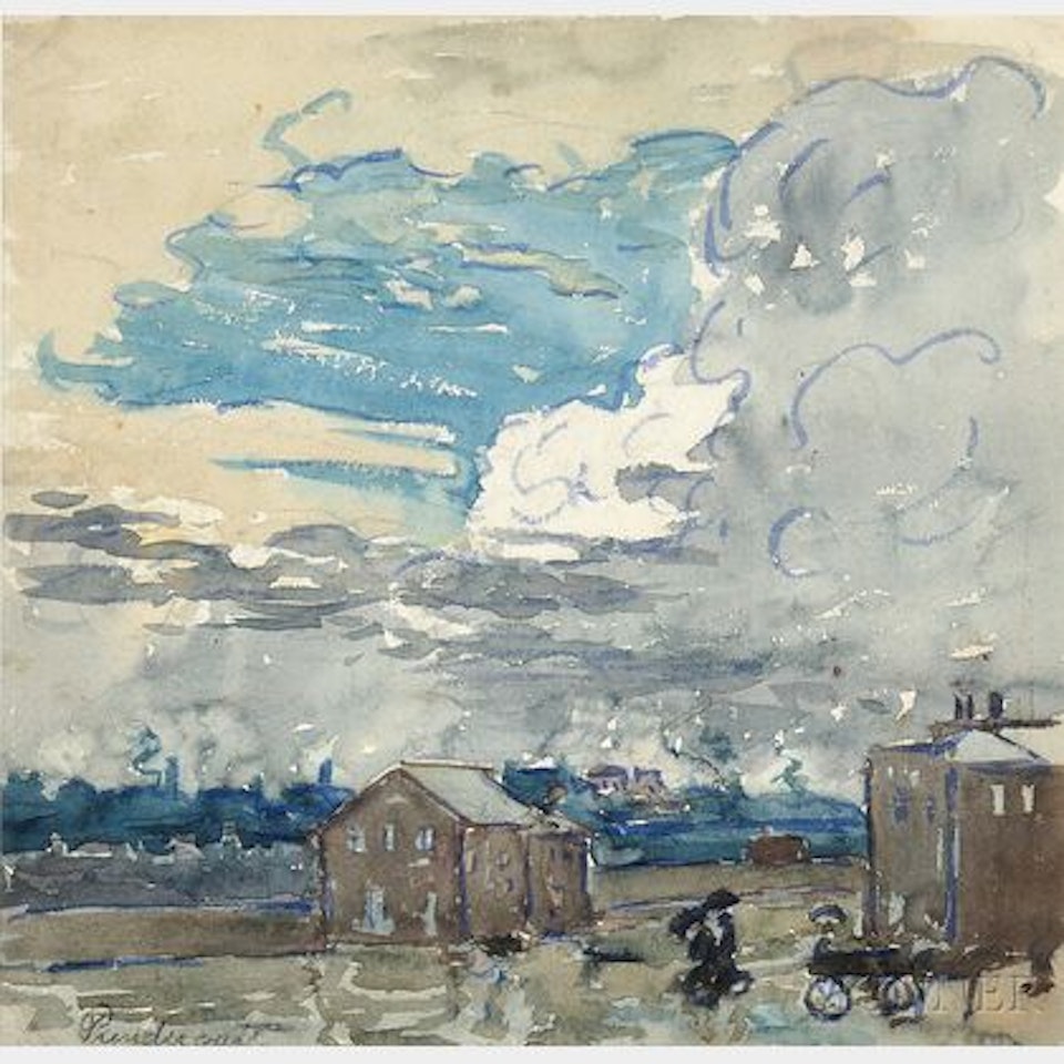 A Double-sided Work: St. Malo (recto) and Girls at a Sailboat Pond (verso); Sailboat by Maurice Prendergast