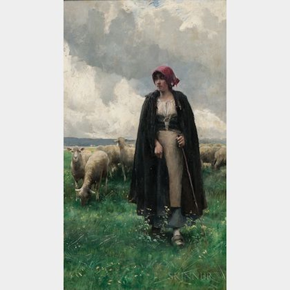 Shepherdess in a Landscape by Julien Dupré