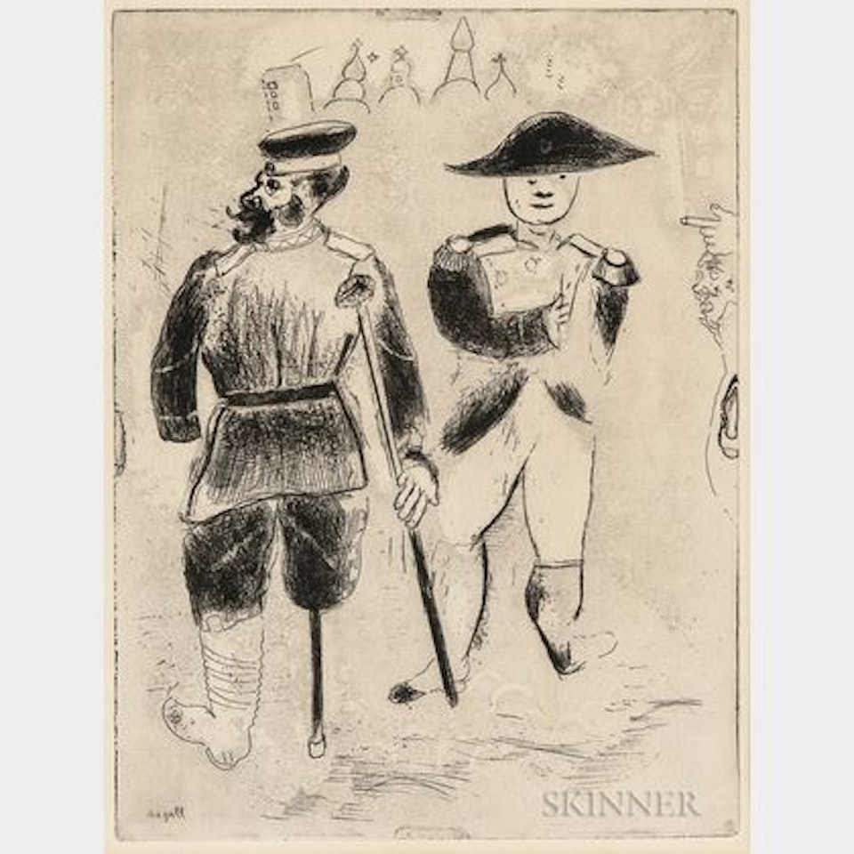 Kopeikine et Napoléon; plate 79 from Les ames mortes by Marc Chagall