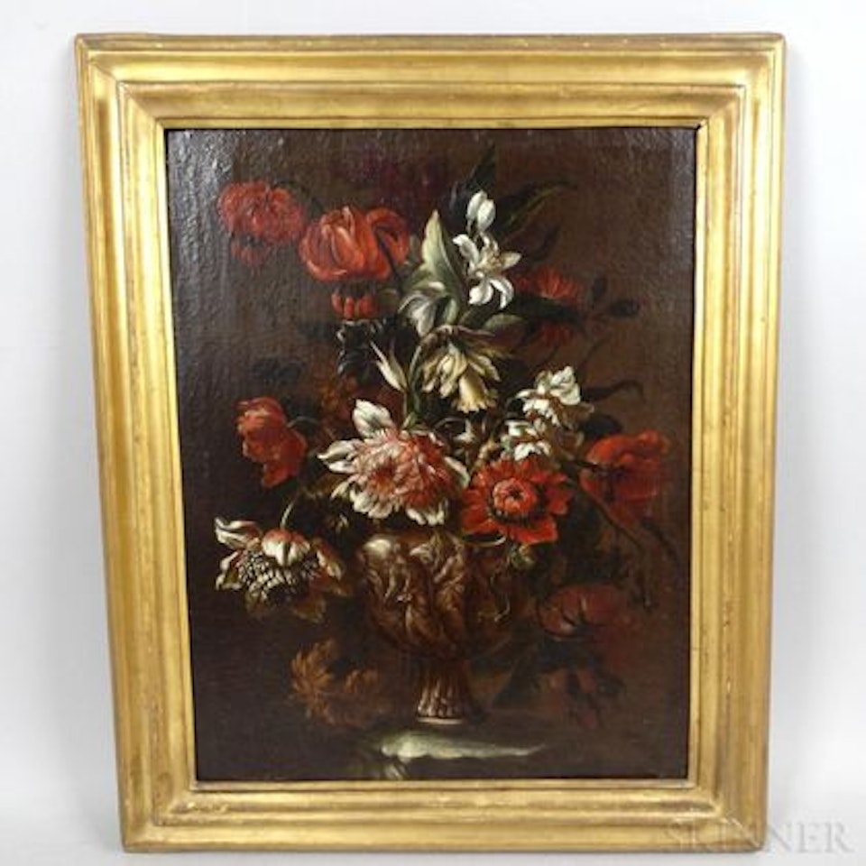 Floral Still Life in a Classical Urn by Continental School