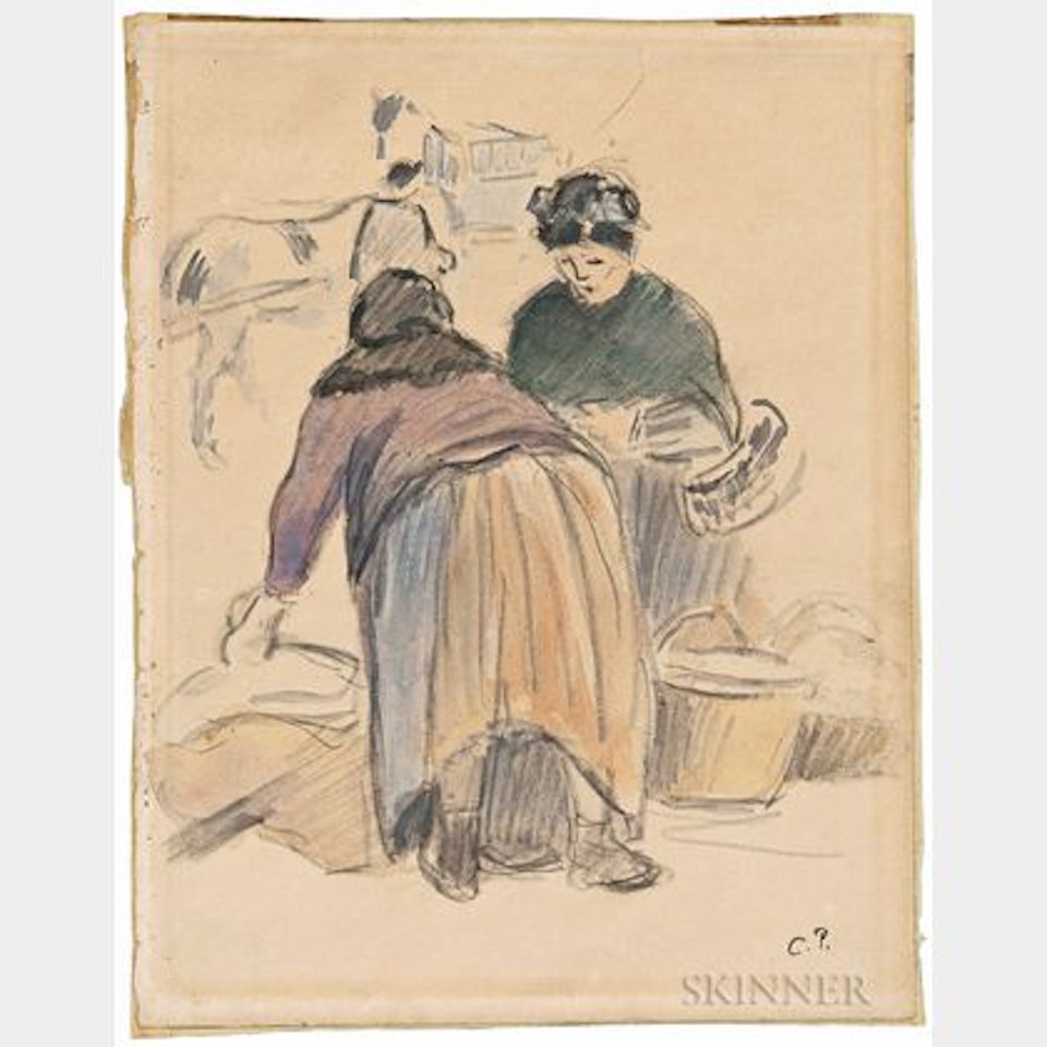 Two Women at Market by Camille Pissarro