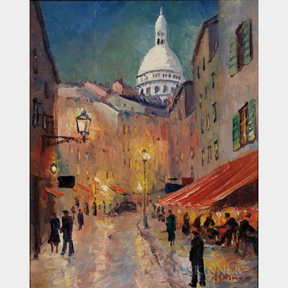 Paris Street Scene with Sacré-Cœur by French School