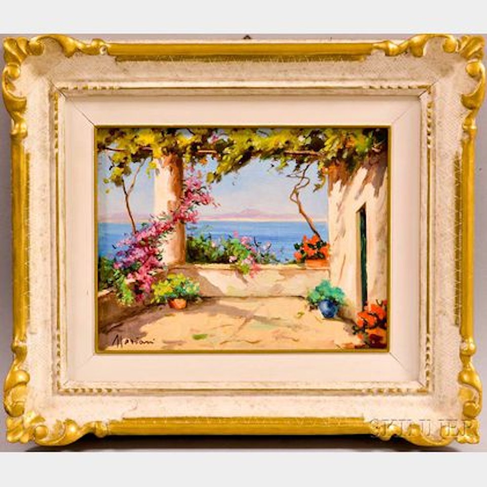 Mediterranean Patio with Ocean View. by Italian School