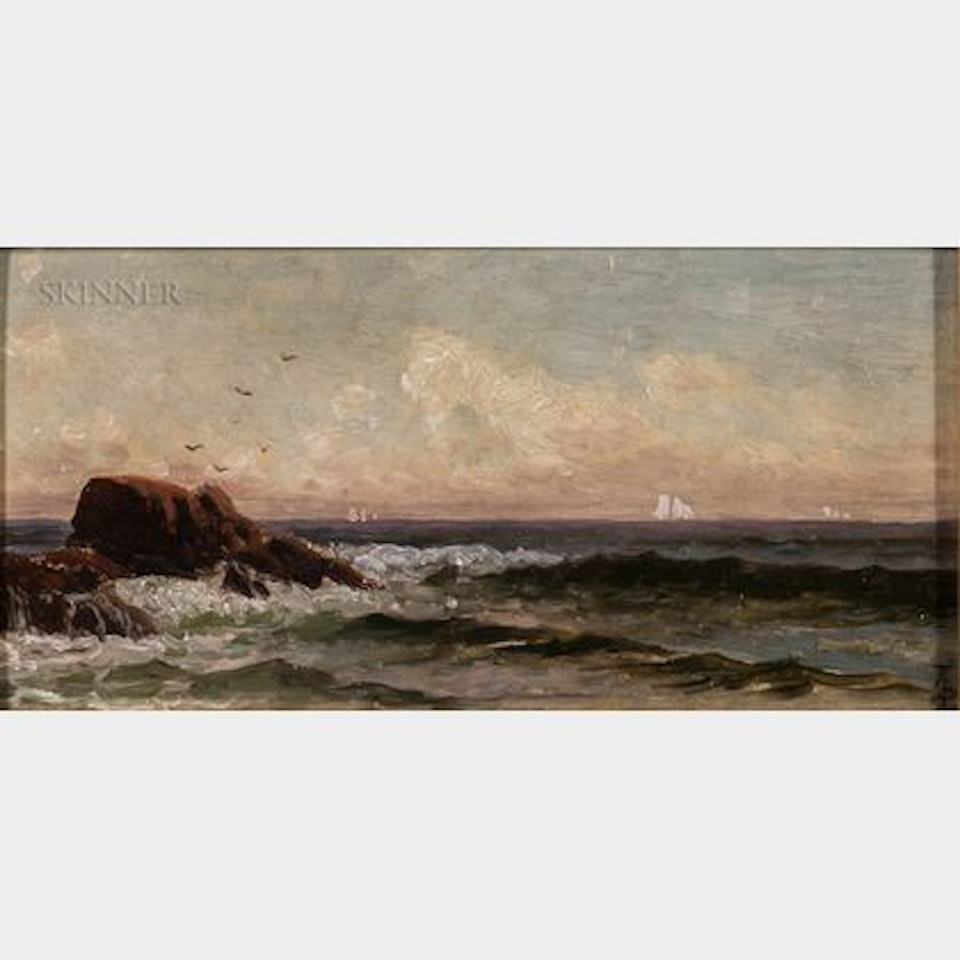 Rocky Shore with Distant Sailboats by Alfred Thompson Bricher