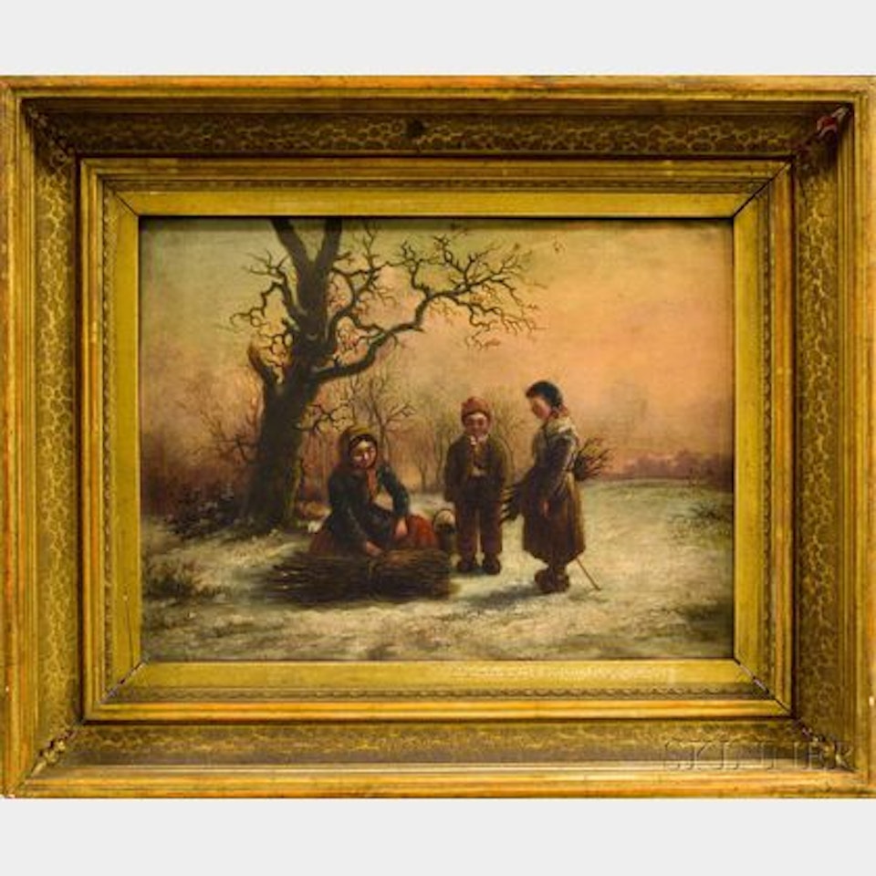 Children in a Winter Landscape by Dutch School
