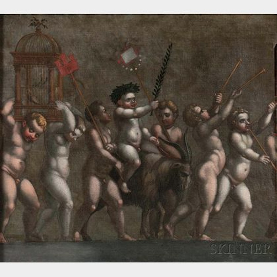 The Triumph of Bacchus: Two Framed Canvases by Italian School