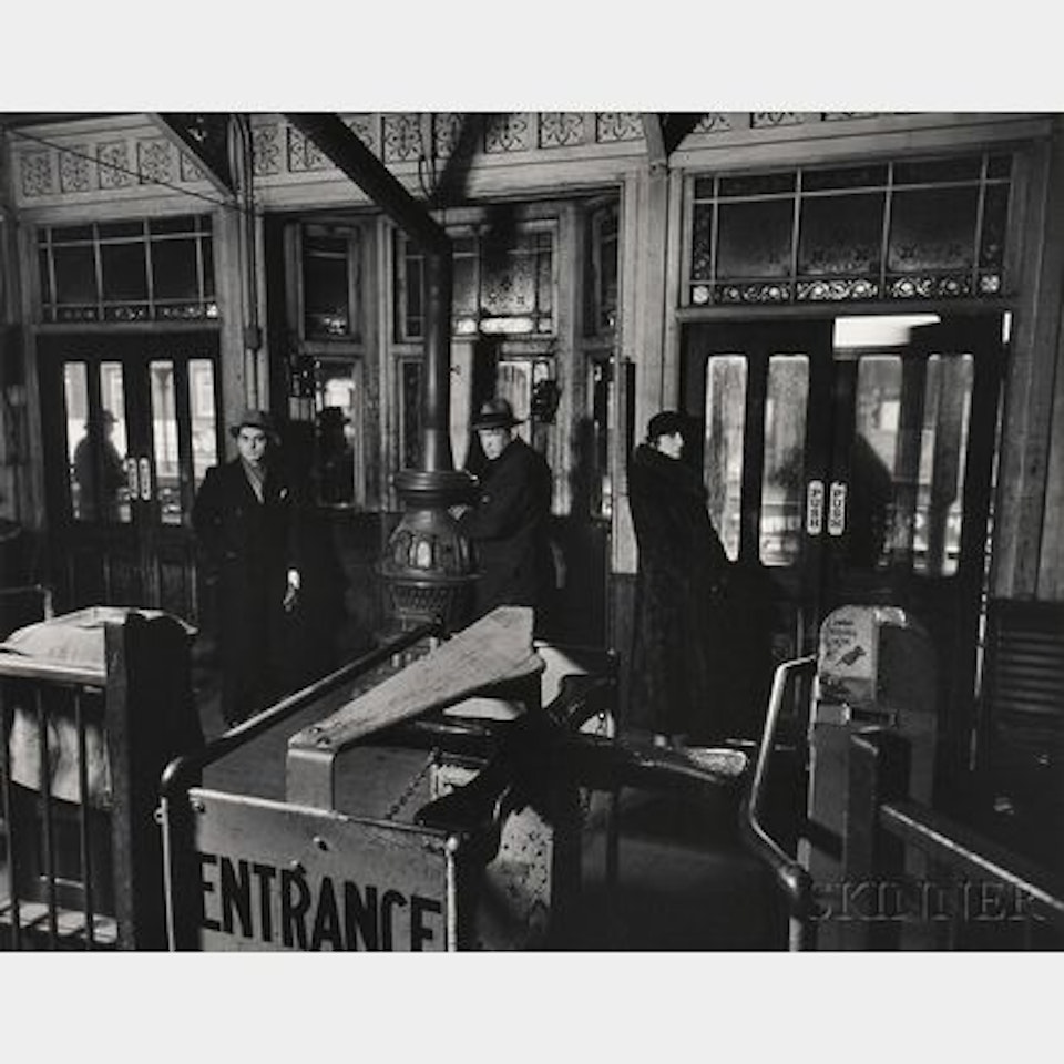 "El" Station: Sixth and Ninth Avenue Lines, Downtown Side by Berenice Abbott