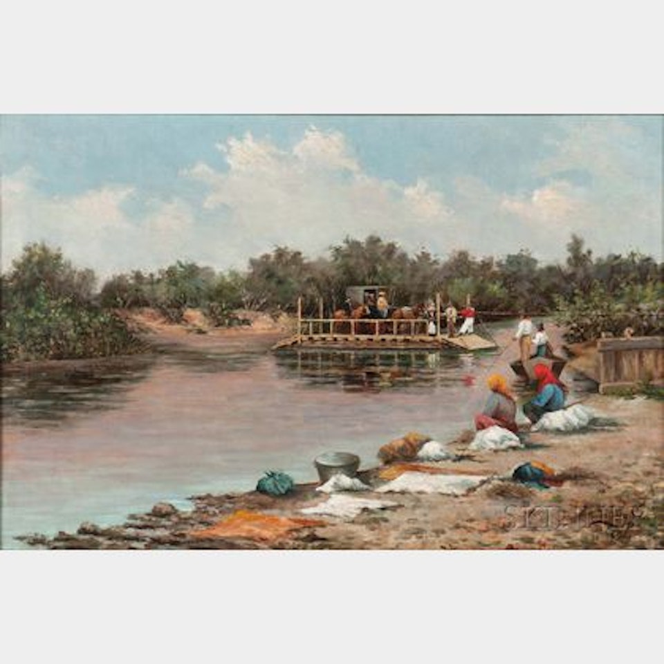 The River Ferry by Italian School