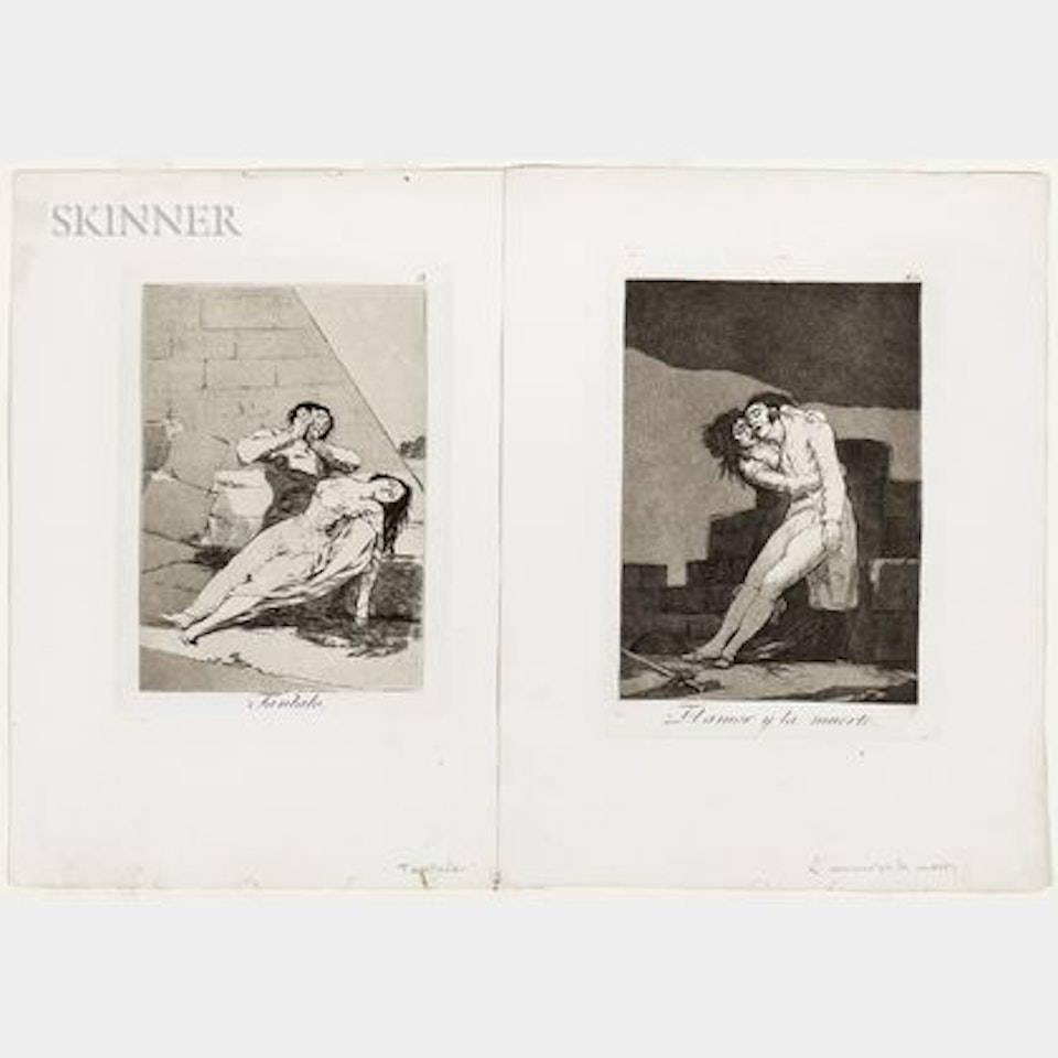 Two Plates from Los Caprichos; Tantalo; El amor y la muerte by Francisco José de Goya