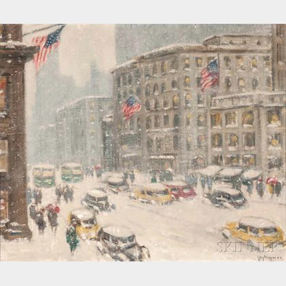 Mid-town, 5th Avenue, Winter by Guy Carleton Wiggins