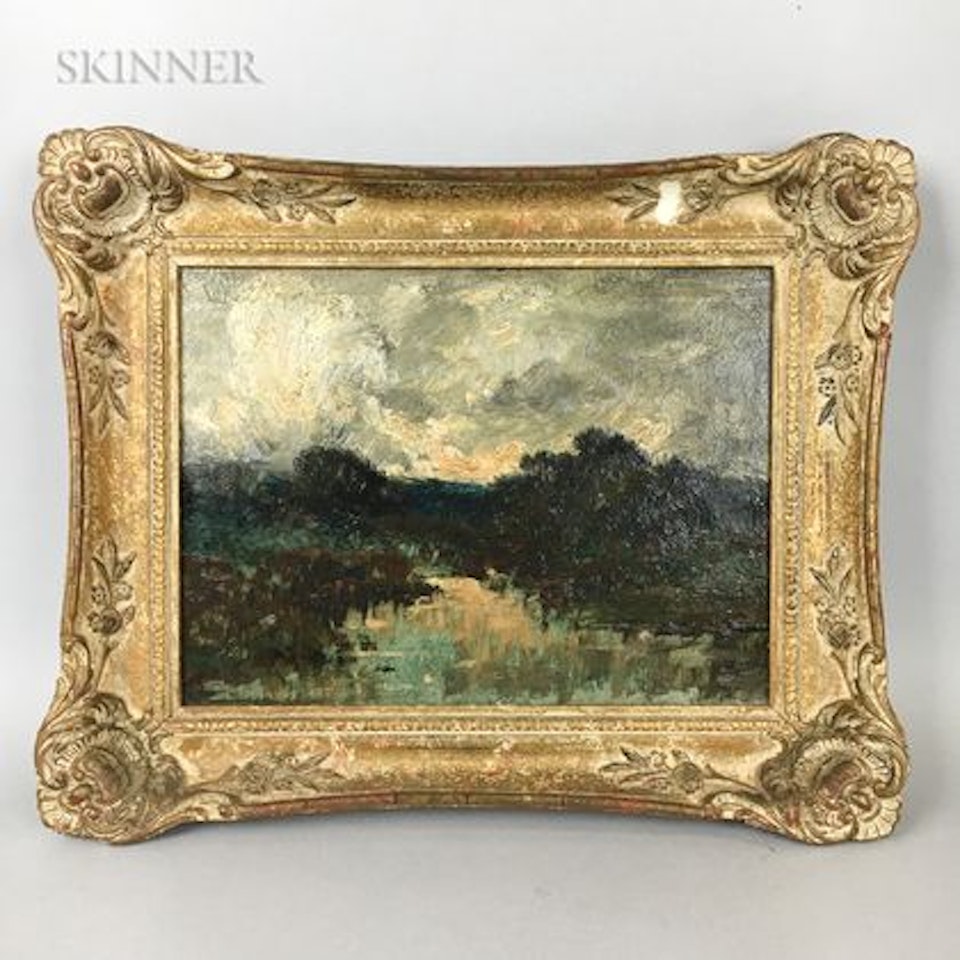 Marsh Landscape at Sunset by French School