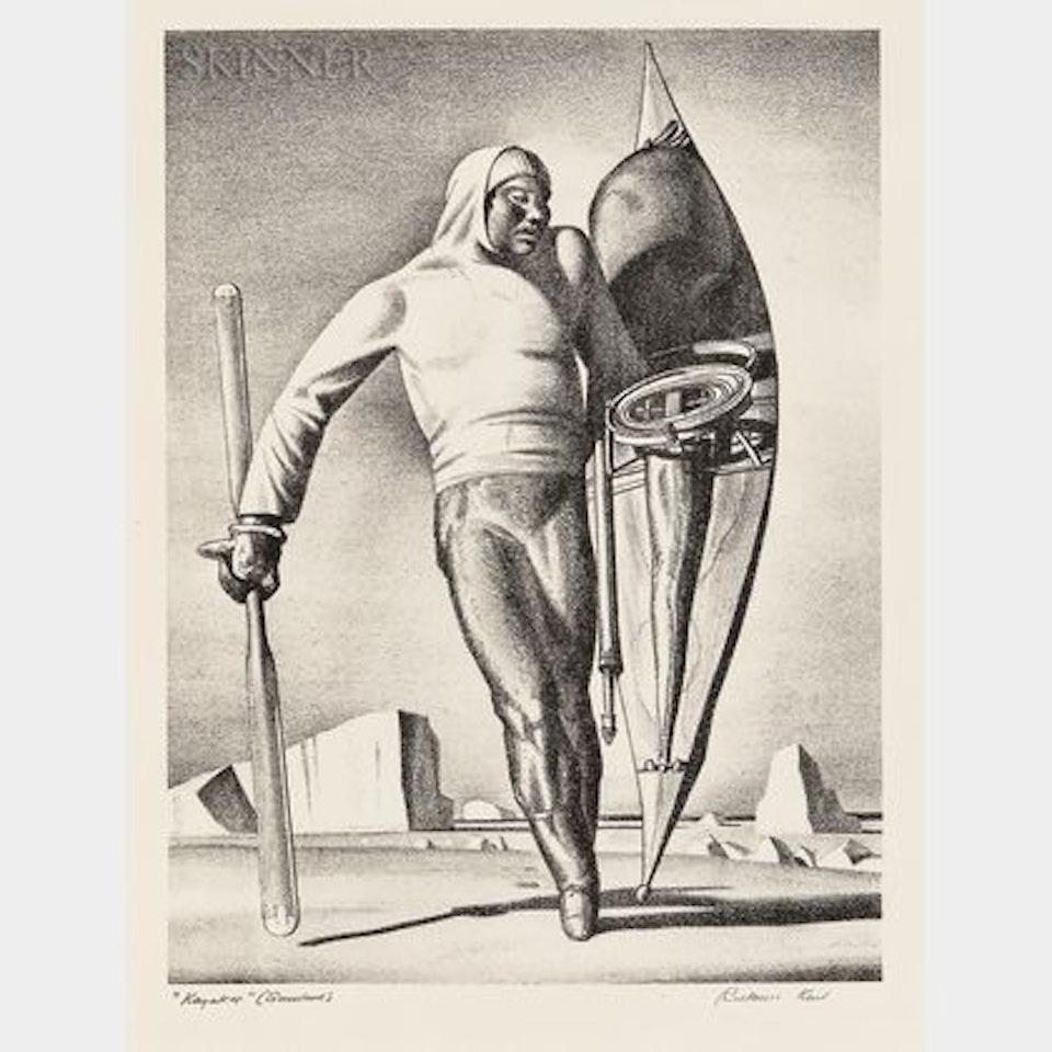 Greenland Hunter , alternatively titled Kayaker by Rockwell Kent