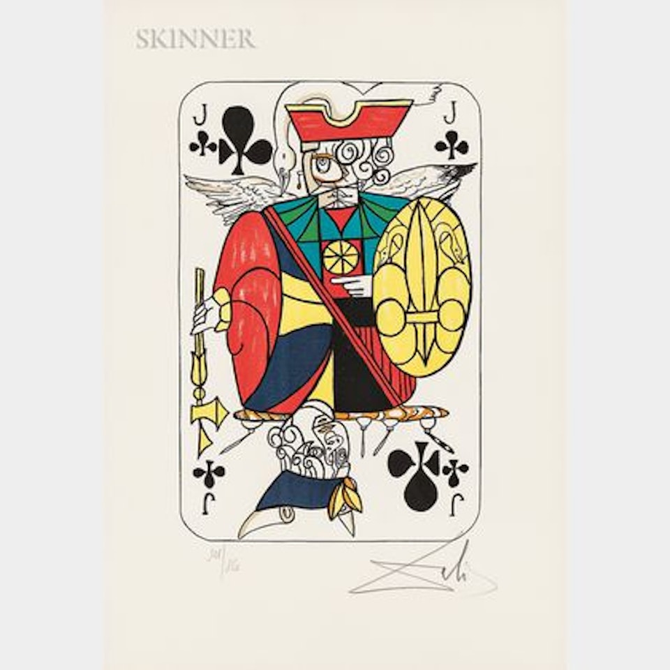 Four Images of Club Cards , from the suite Playing Cards by Salvador Dali