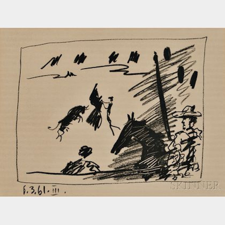 Jeu de la Cape , plate 3 from A los Toros avec Picasso by Pablo Picasso