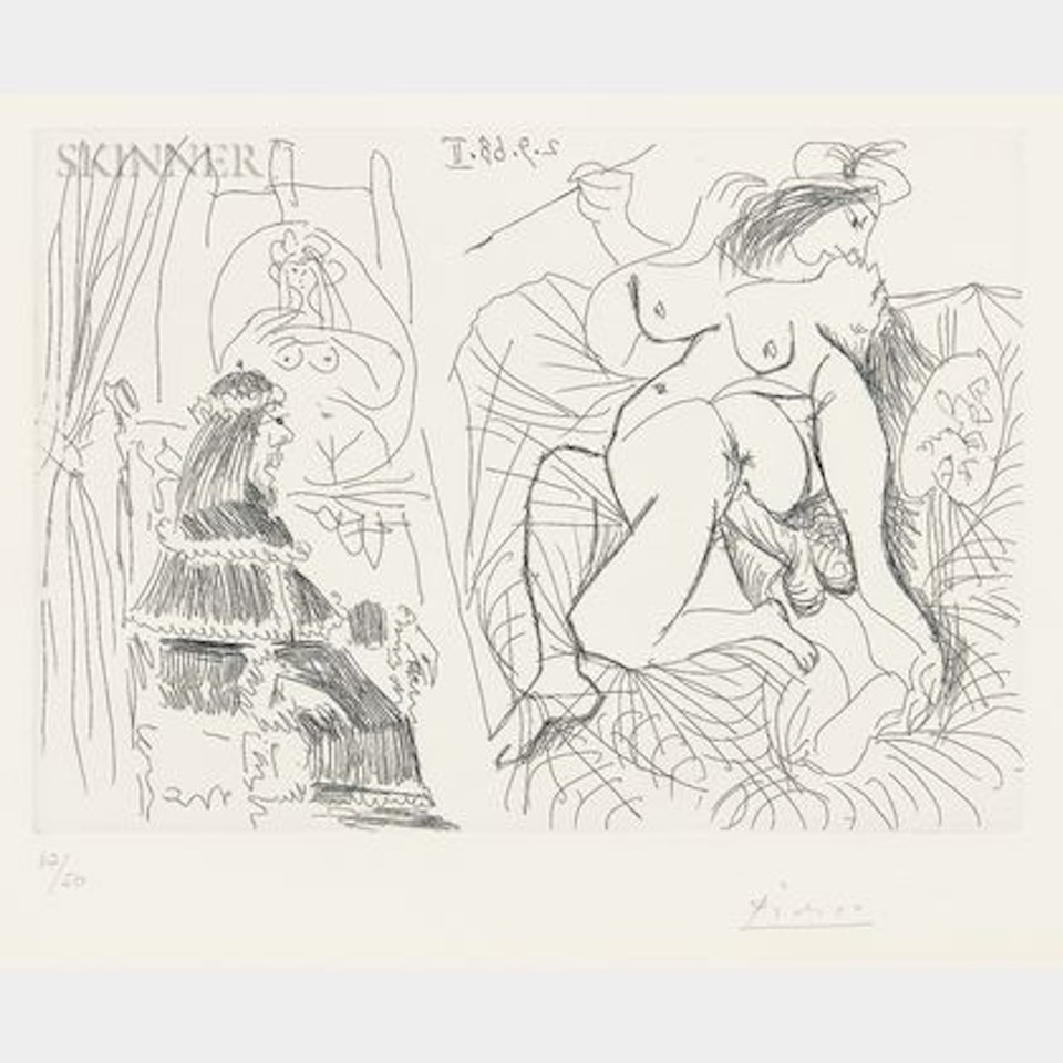 Raphaël et la Fornarina XI: Le Pape est bouche bée dans son fauteuil; from Séries 347 by Pablo Picasso