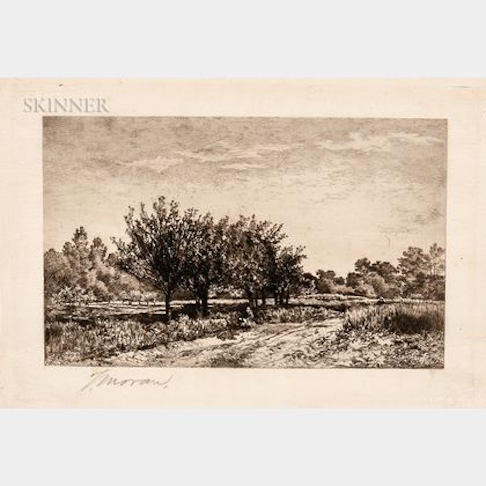 Landscape , alternatively titled Landscape after Daubigny and The End of the Month of May by Thomas Moran