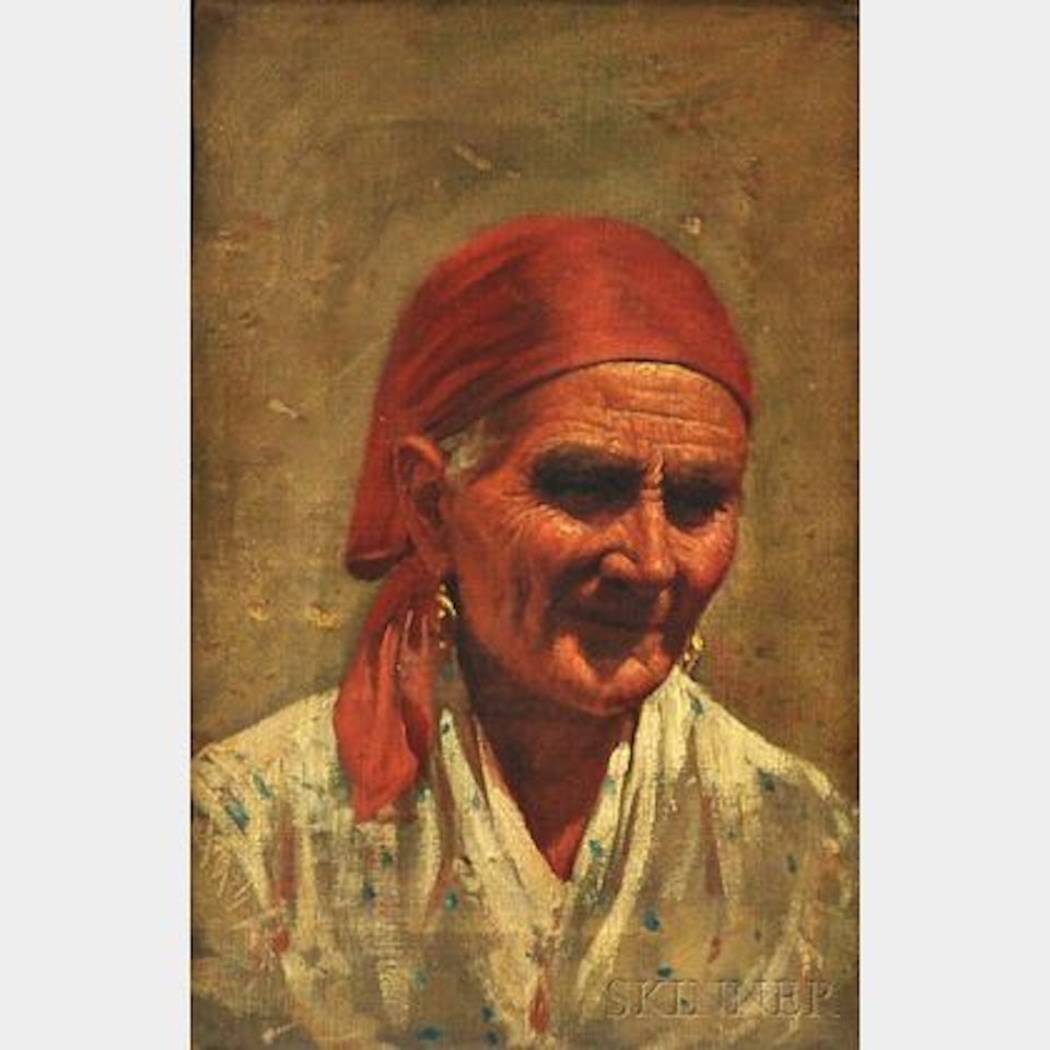Portrait Head of a Peasant Woman by Continental School