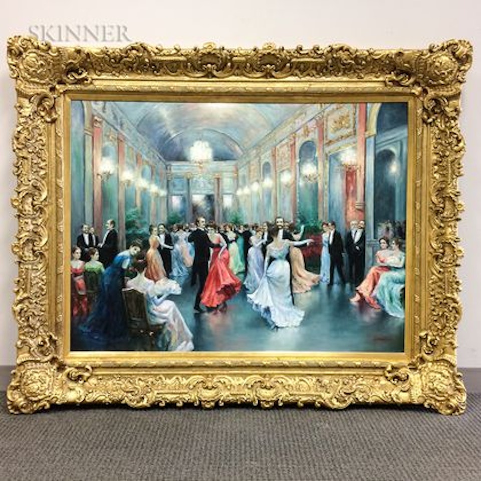 Elegant Dancers in an Elaborate Ballroom by Continental School