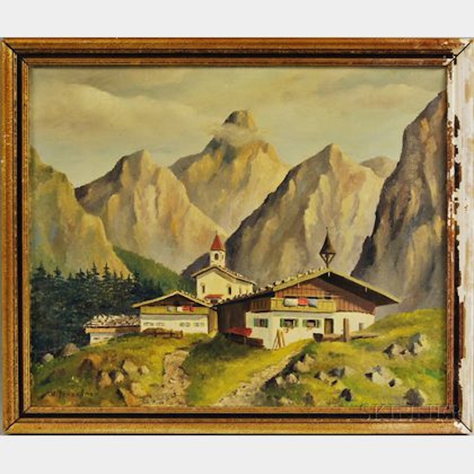Alpine Church in Summer by German School