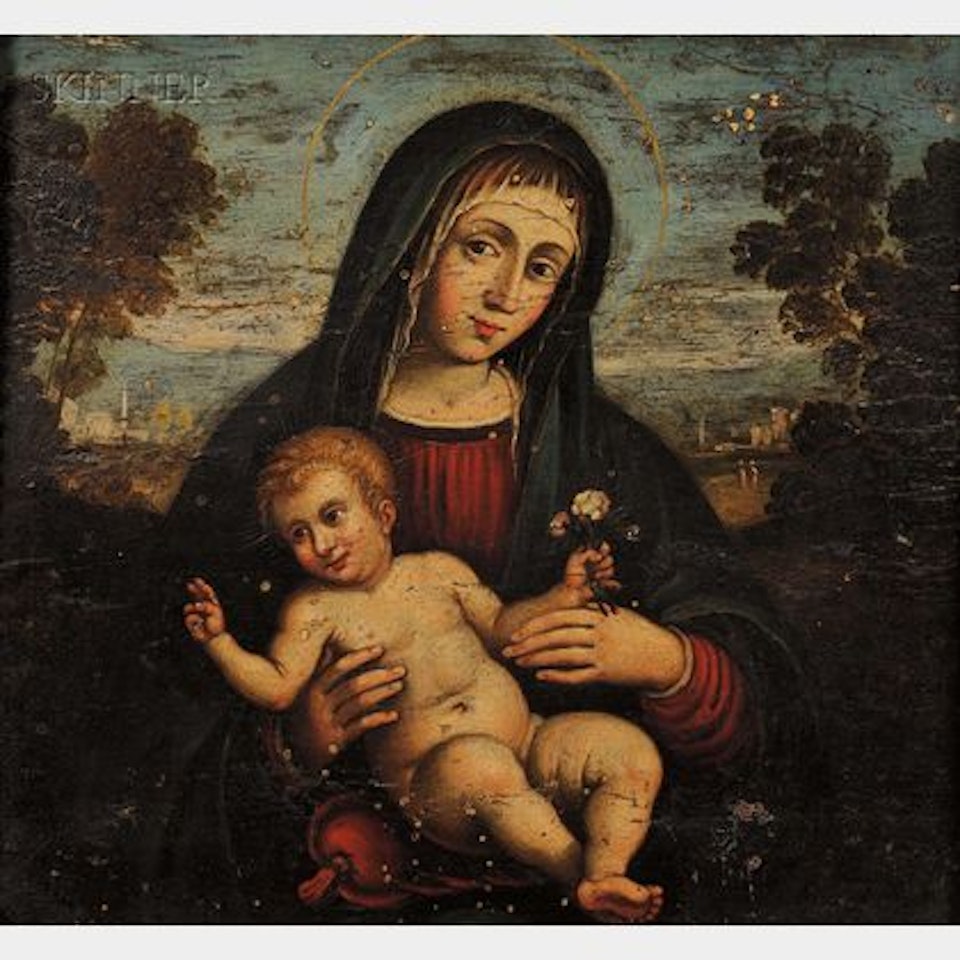 Madonna and Child in a Landscape by Italian School