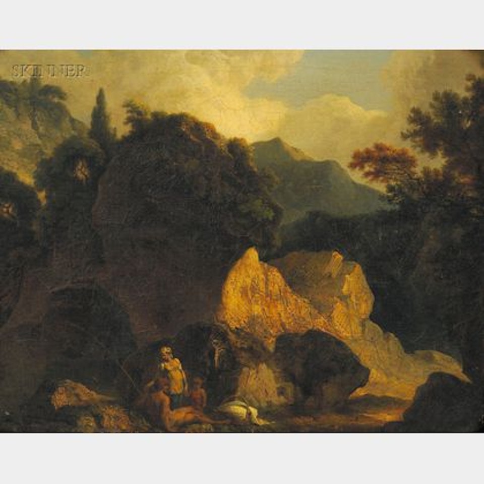 Landscape with Seated Man, Woman, and Child by Continental School