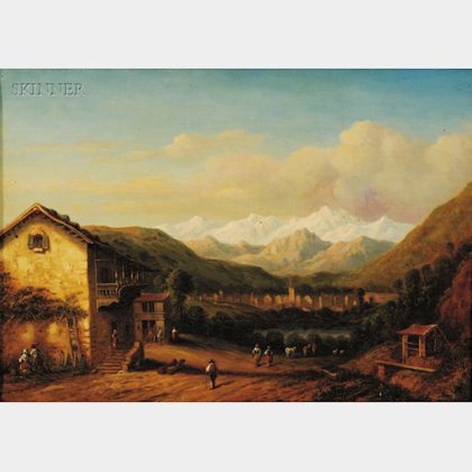 Village in an Alpine Valley by Continental School